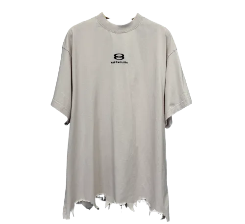 BALENCIAGA RIPPED LOGO TEE