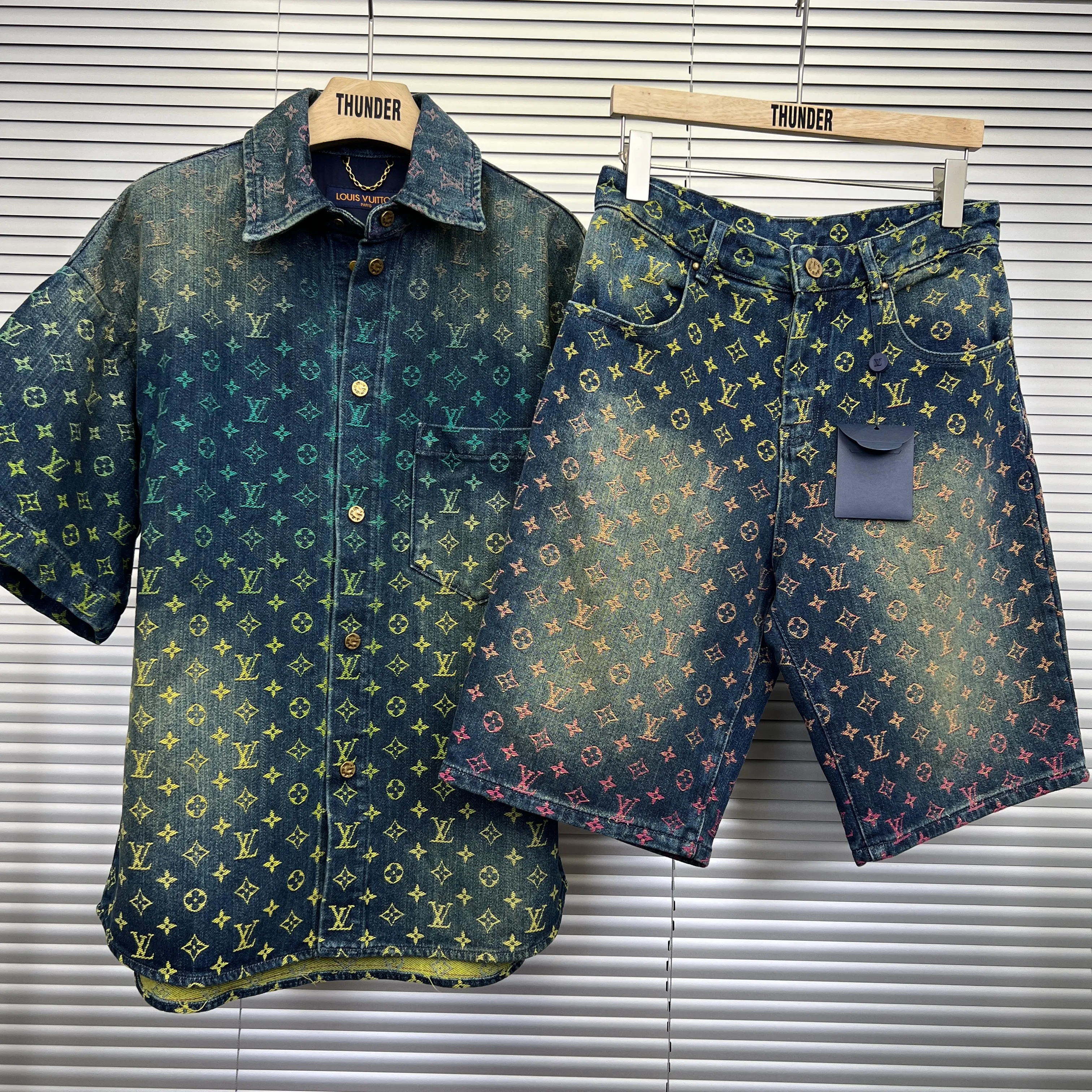 LV denim rainbow shirt