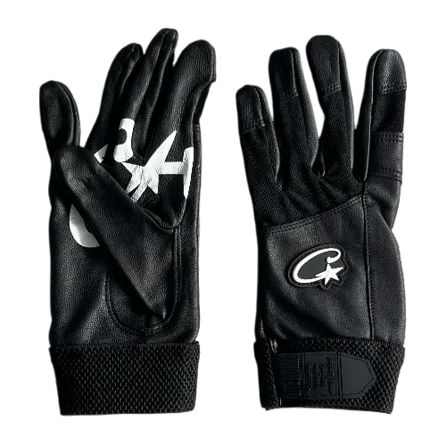 corteiz golves black leather 