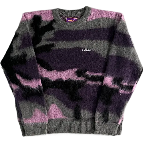 corteiz crewneck Mohair Purple Camo Knitted 