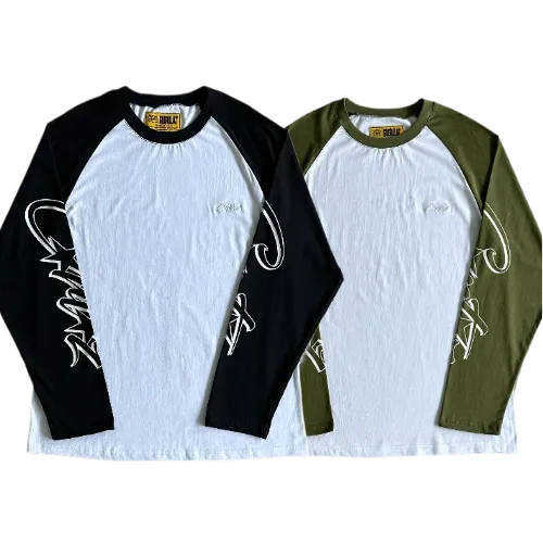 corteiz long sleeve tee Contrast color shoulder 